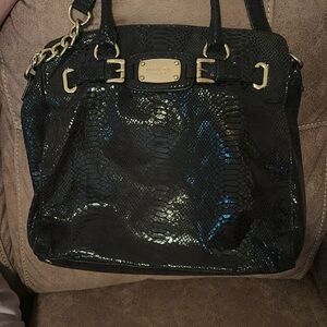 Black snakeskin Michael Kors tote type bag